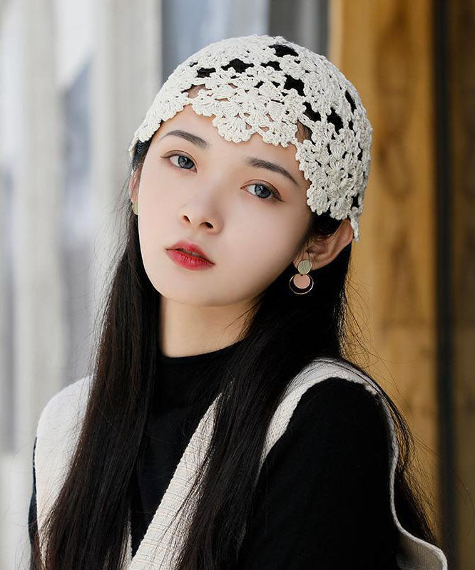 Black Hollow Out Knit Bonnie Hat