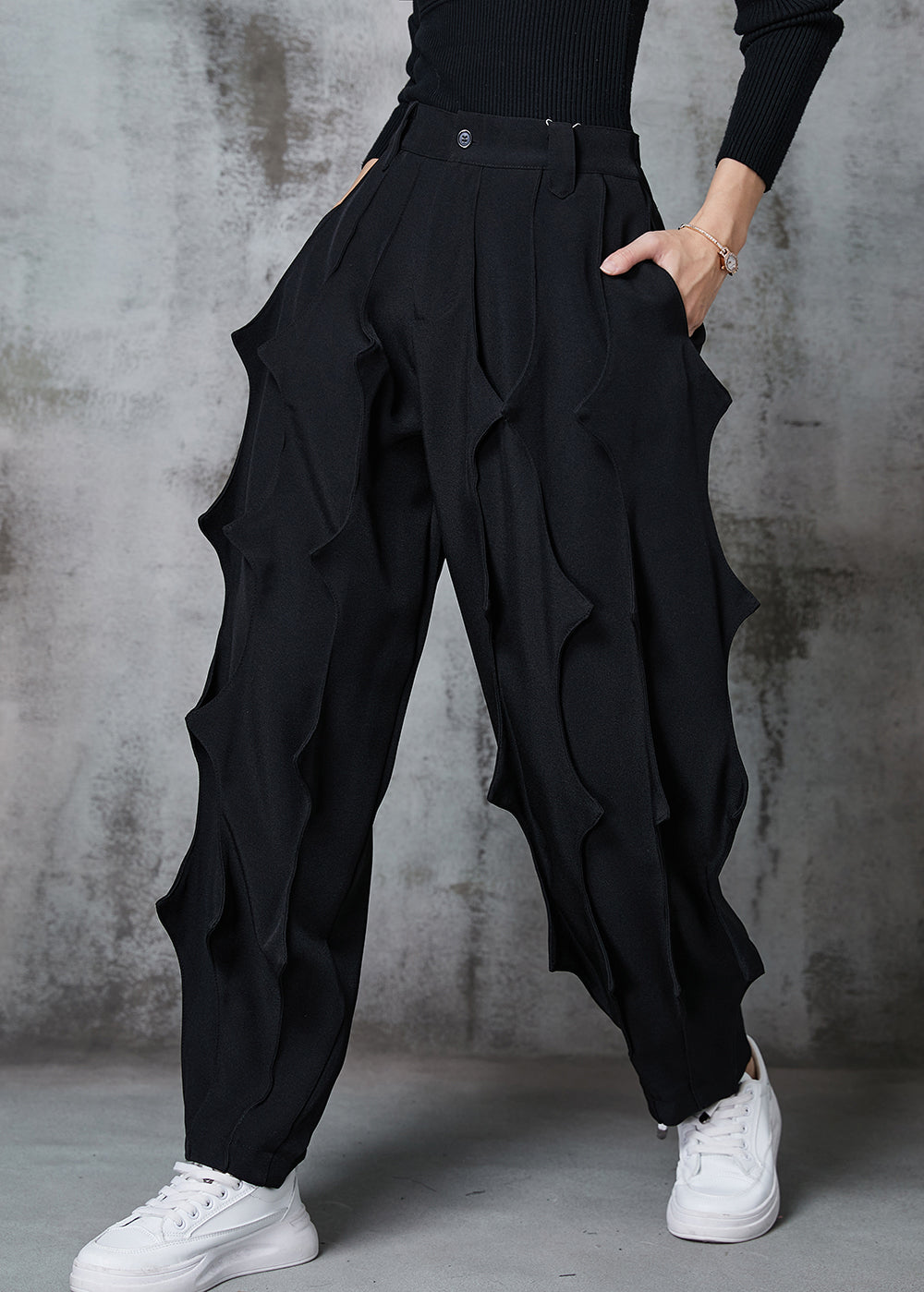 Black Original Design Cotton Pants Spring