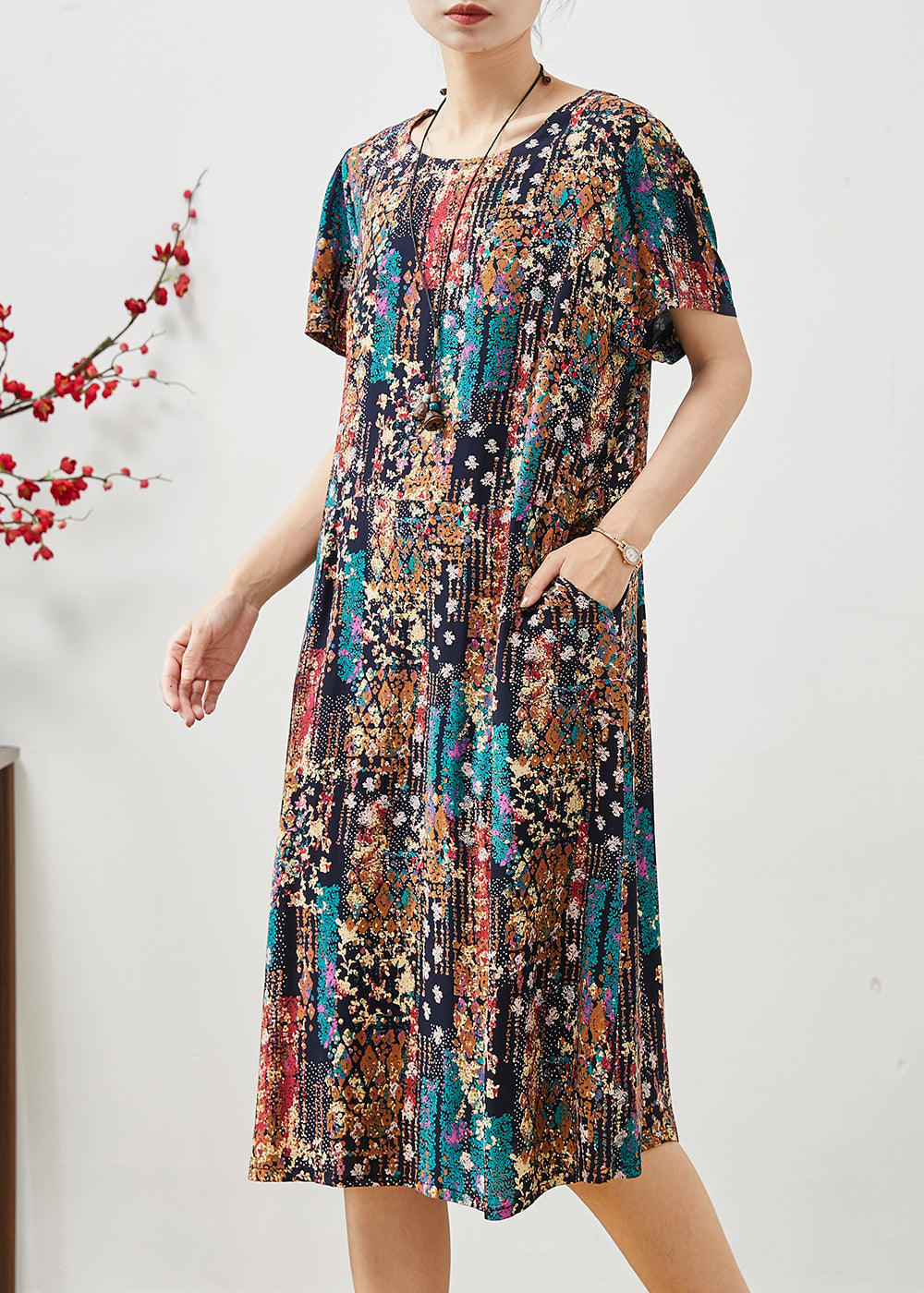 Black Oversized Print Cotton Dress Summer