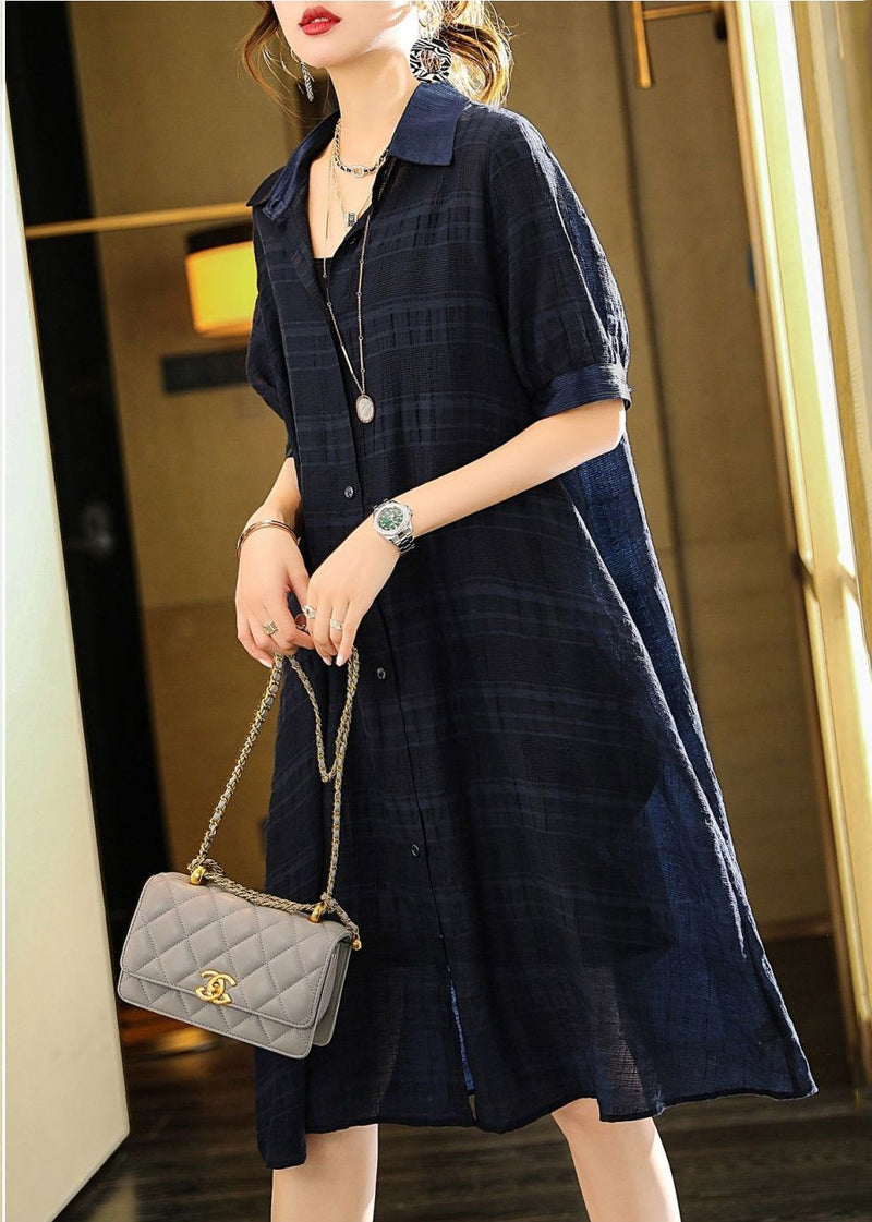 Black Oversized Wrinkled Cotton Dress Two Piece Set Summer