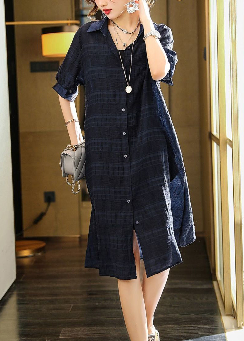 Black Oversized Wrinkled Cotton Dress Two Piece Set Summer