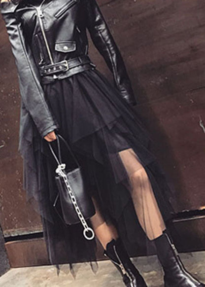 Black Tulle Asymmetrical a Line Fall Skirt