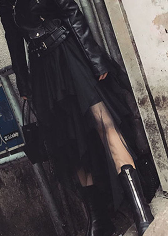 Black Tulle Asymmetrical a Line Fall Skirt