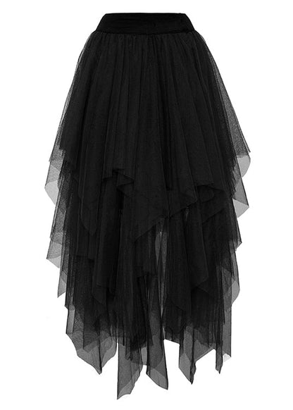 Black Tulle Asymmetrical a Line Fall Skirt