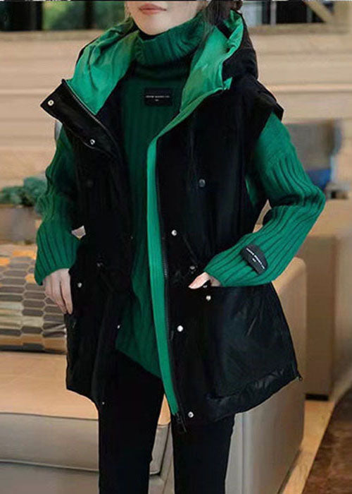 Blackish Green Turtle Neck Applique Thick Knit Pullover Winter