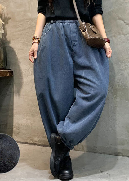 Blue Denim Lantern Pants Winter Thick