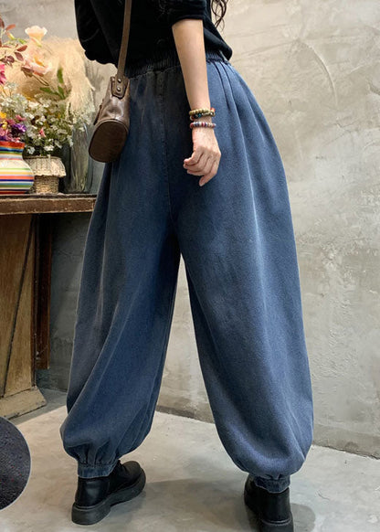 Blue Denim Lantern Pants Winter Thick