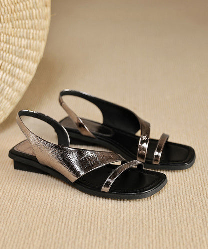 Brown Sheepskin Sandals Peep Toe Sandals