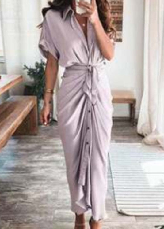 Champagne Lace Up Printed Wrinkled Dress Summer