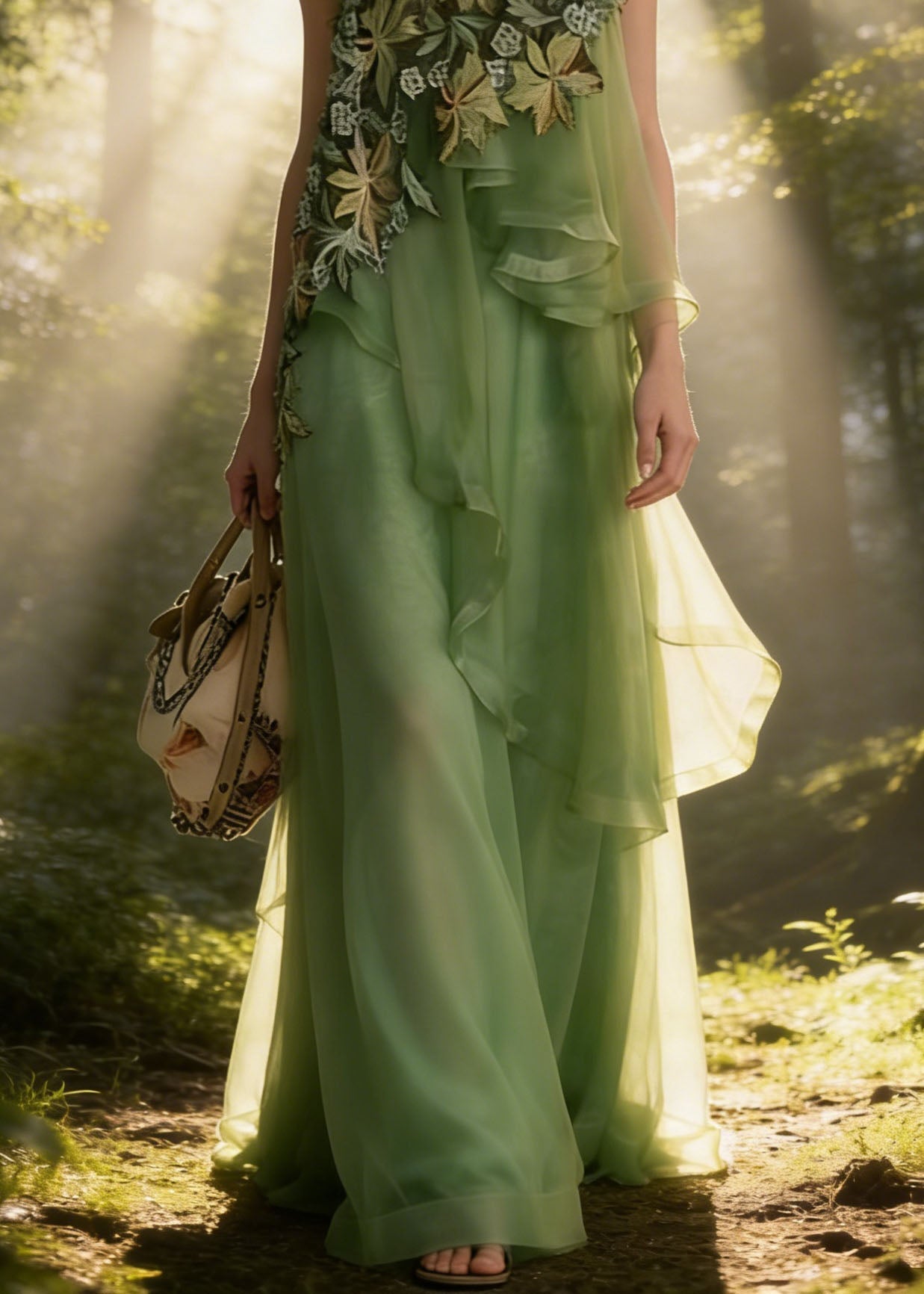 Green Asymmetrical Patchwork Tulle Spaghetti Strap Dress Summer
