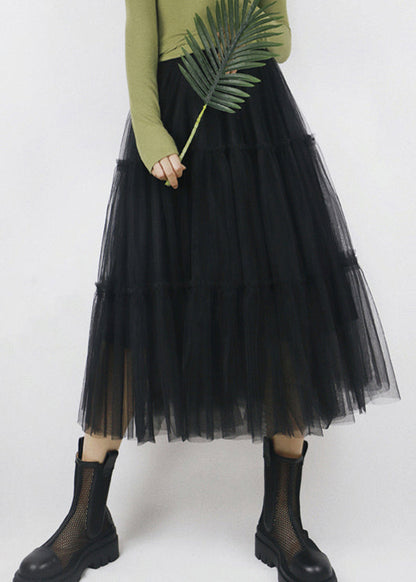 Green Patchwork Tulle a Line Skirts Spring