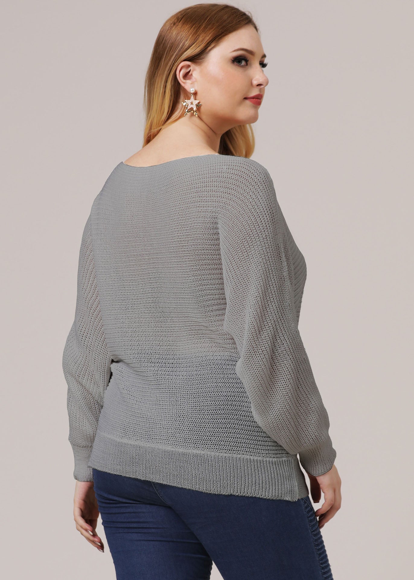 Grey O-neck Cozy Knit Sweaters Fall