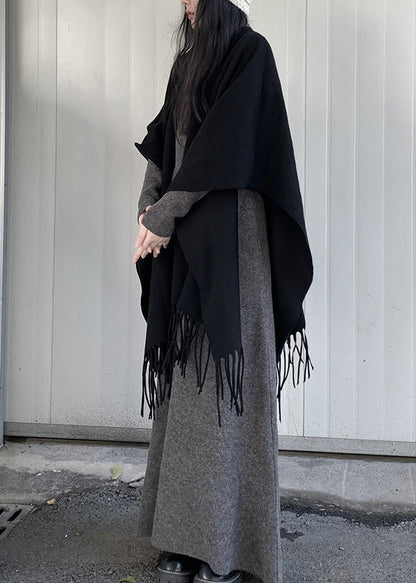Grey Turtle Neck Asymmetrical Design Knit Two Pieces Set Winter