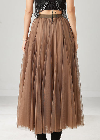 Khaki Exra Large Hem Nail Bead Tulle Skirts Spring