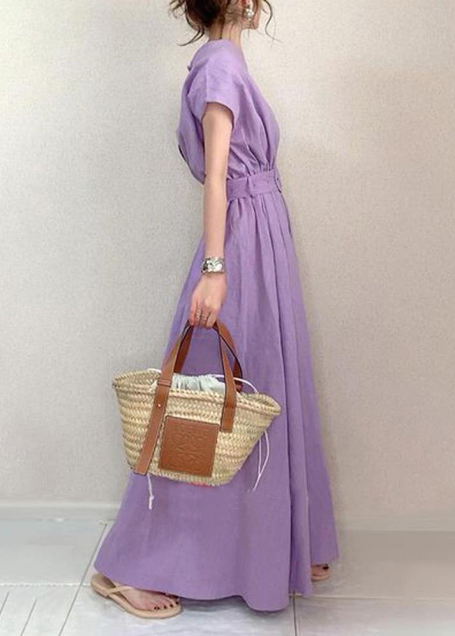 Lavender Tunic Exra Large Hem Cotton Ankle Dress Summer