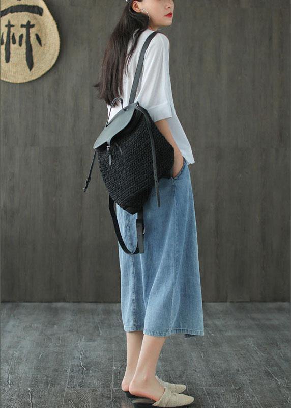 Light Blue Asymmetrical Design Button a Line Pockets Fall Skirts