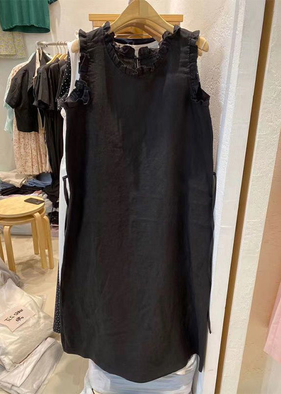 Loose Beige Ruffled Cotton Dresses Summer