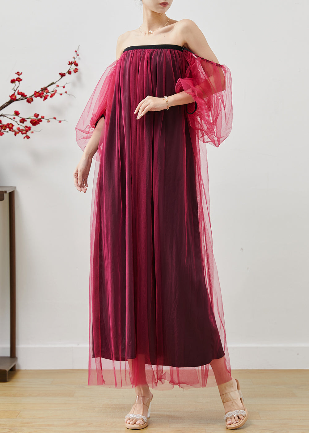 Mulberry Backless Tulle Beach Dresses Summer