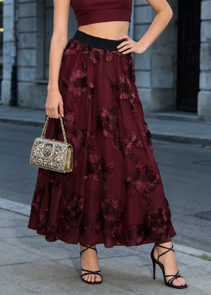 Mulberry High Waist Wrinkled Tulle Skirt Spring