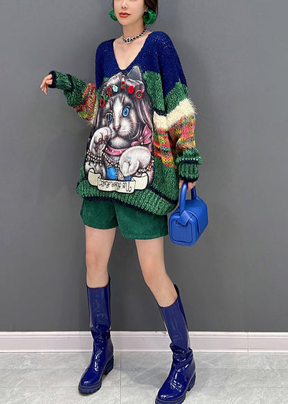 O-neck Animal Print Thick Knit Sweaters Fall