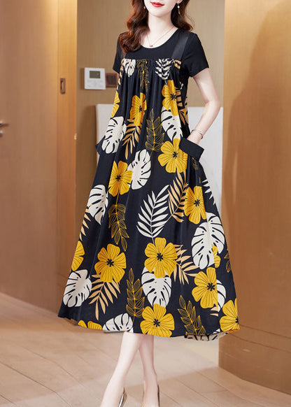 Oversized Print Silk a Line Strap Dresses Summer