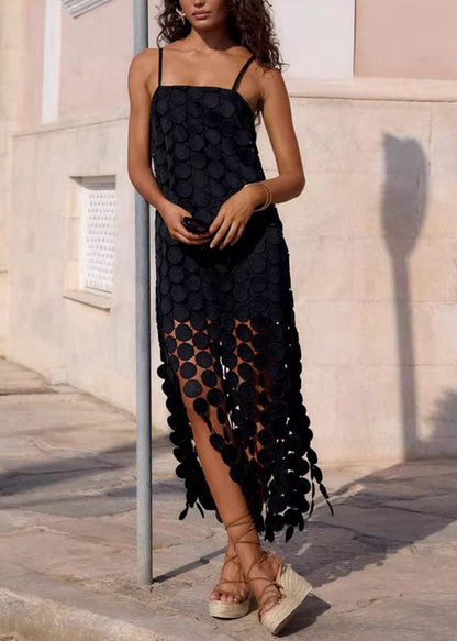Red Hollow Out Spaghetti Strap Dress Summer