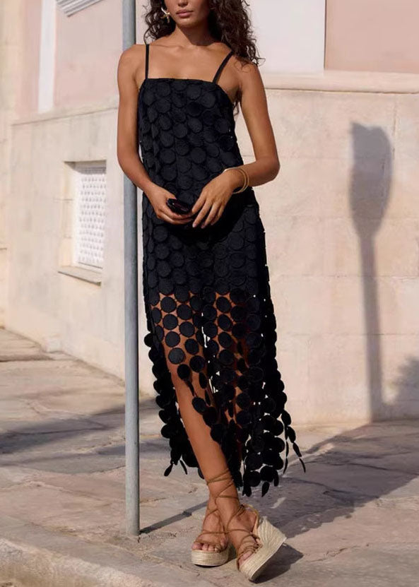 Red Hollow Out Spaghetti Strap Dress Summer