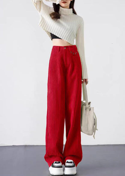 Red Letter Thick Velvet Straight Pants Spring