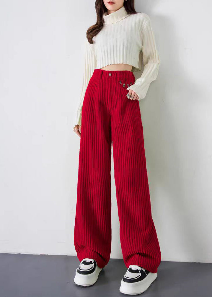 Red Letter Thick Velvet Straight Pants Spring