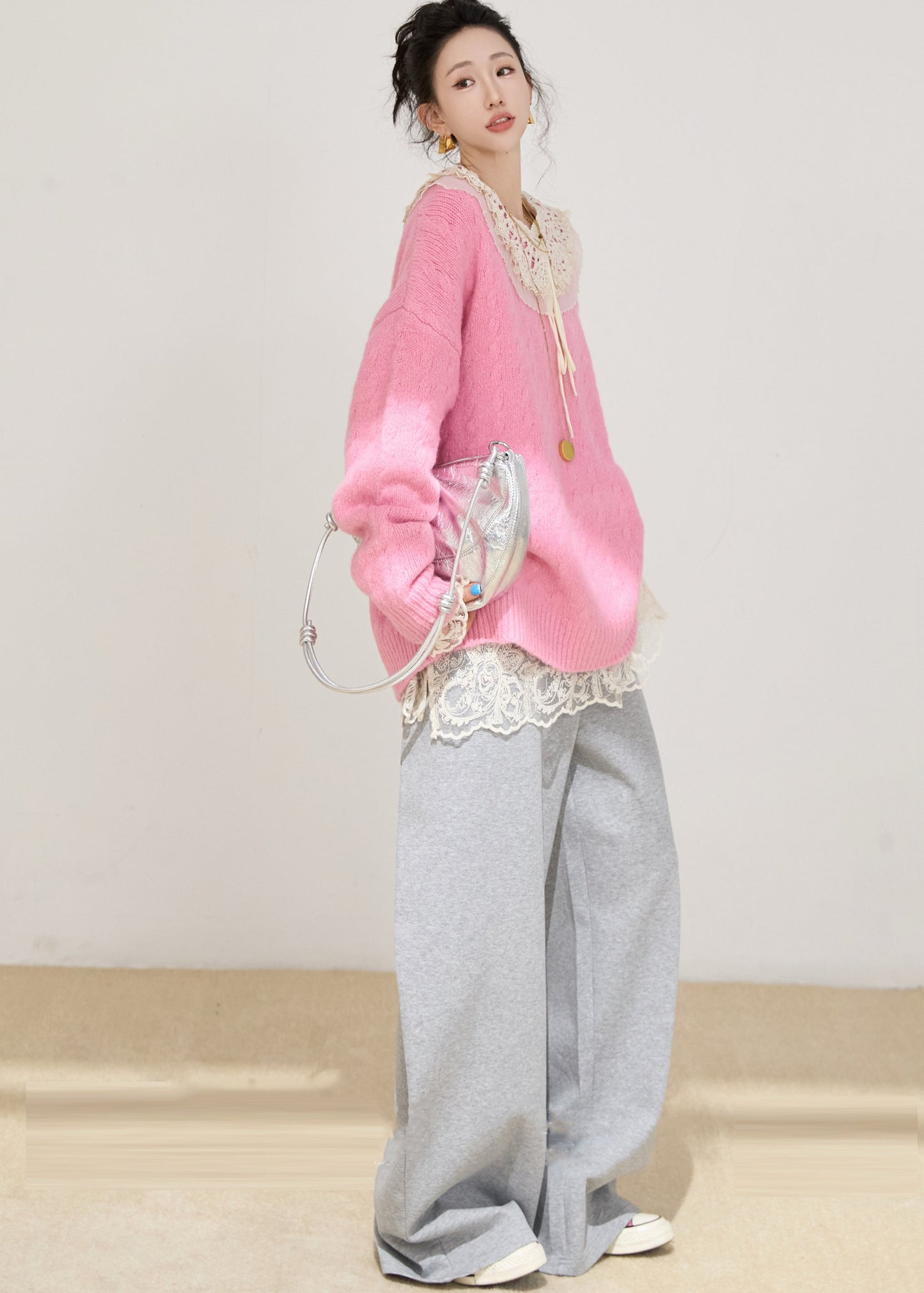 Rose Oversized Thick Knit Pullover Winter