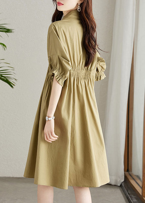 Rose Peter Pan Collar Ruffled Patchwork Cotton Shirts Dress Summer