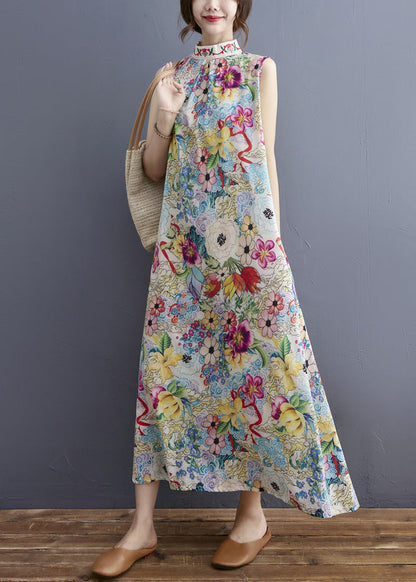 Turtleneck Print Holiday Maxi Dresses Summer