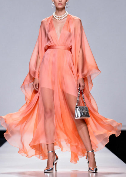 V Neck Patchwork Chiffon 2 Piece Outfit Summer
