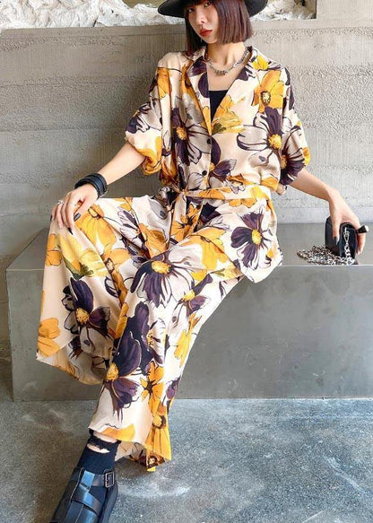 Yellow Print Two Piece Suit