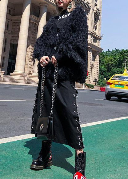 Black Sweaters V Neck Tassel Clothes for
