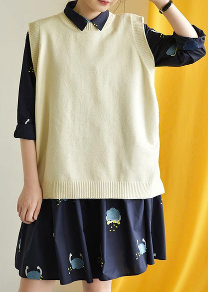 Nude Knitted Top Oversized O Neck Knit Tops Low High Design
