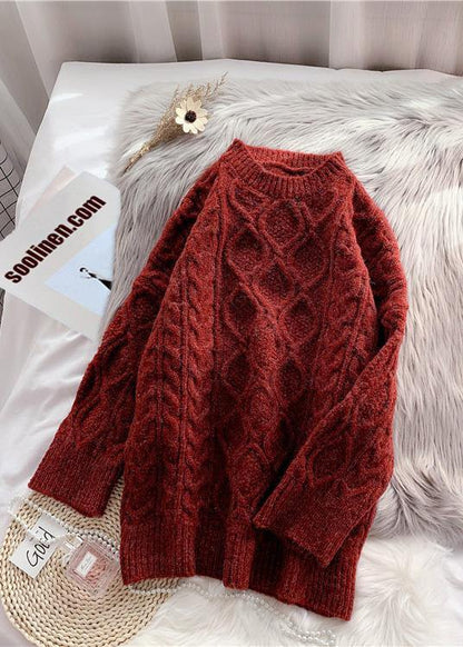 O Neck Baggy Sweater Dresses Burgundy Tejidos Knit Dresses