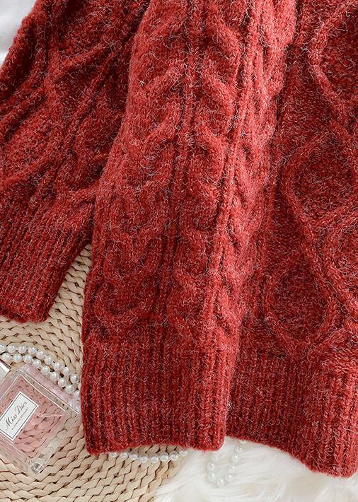O Neck Baggy Sweater Dresses Burgundy Tejidos Knit Dresses