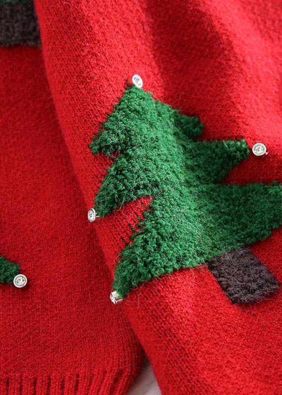 Red Sweater Weather Hooded Drawstring Hipster Knitwear