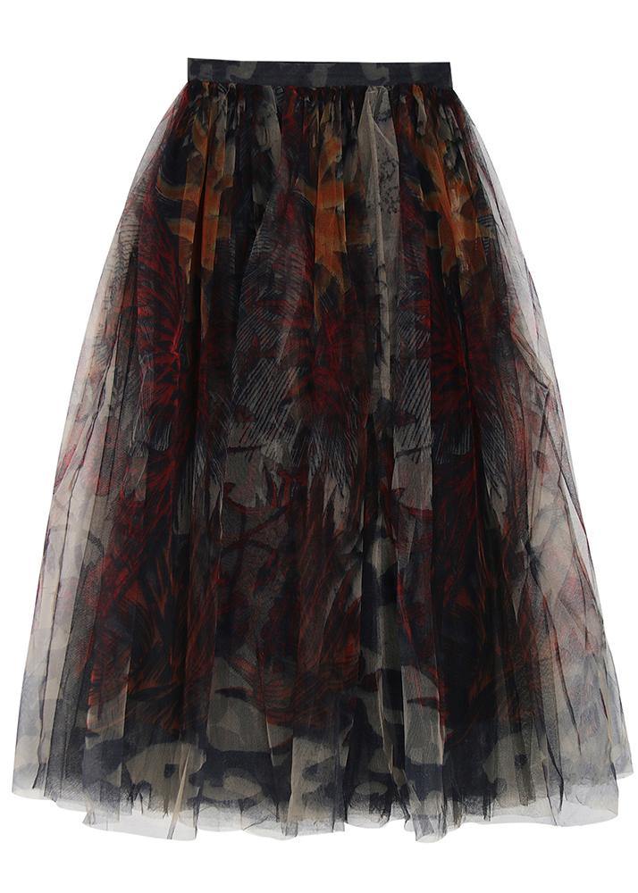 Fine Black Print Lace a Line Skirts Summer