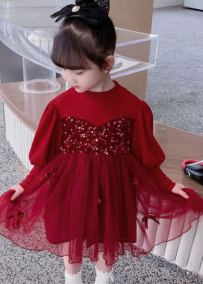 Fine Blue Knit Patchwork Sequins Diamond Tulle Long Dress Fall