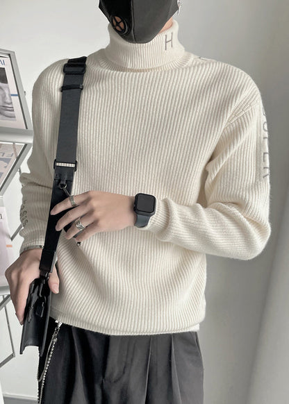 Fine Coffee Turtleneck Letter Thick Knit Sweater Winter