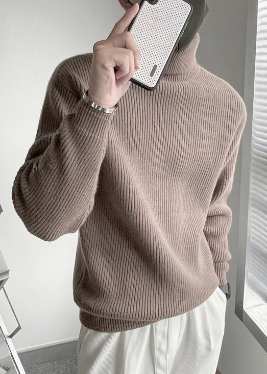 Fine Coffee Turtleneck Letter Thick Knit Sweater Winter