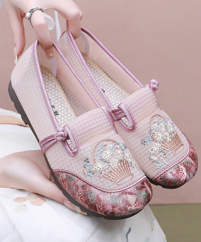 Fine Embroidery Flat Shoes for Grey Tulle Fabric