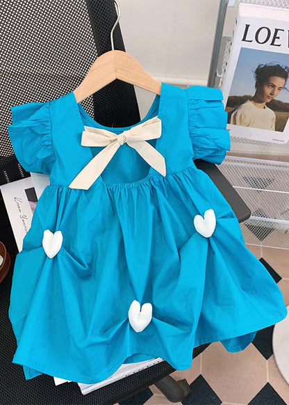 Fine Pink Ruffled Heart Patchwork Cotton Kids Dresses Summer