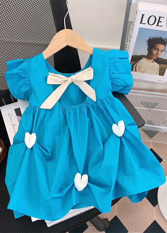 Fine Pink Ruffled Heart Patchwork Cotton Kids Dresses Summer