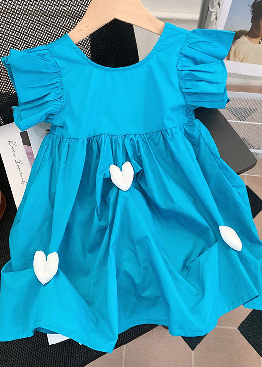 Fine Pink Ruffled Heart Patchwork Cotton Kids Dresses Summer