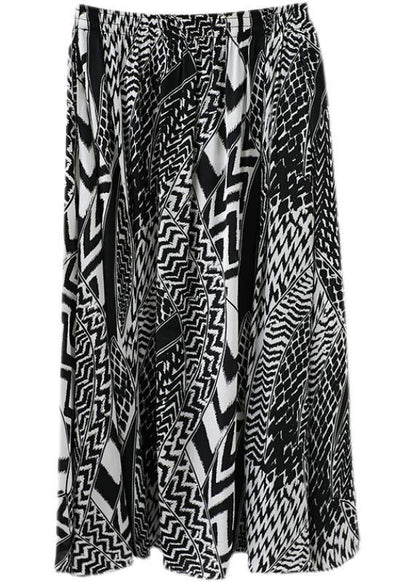 Fine Print Summer Elastic Waist a Line Skirt