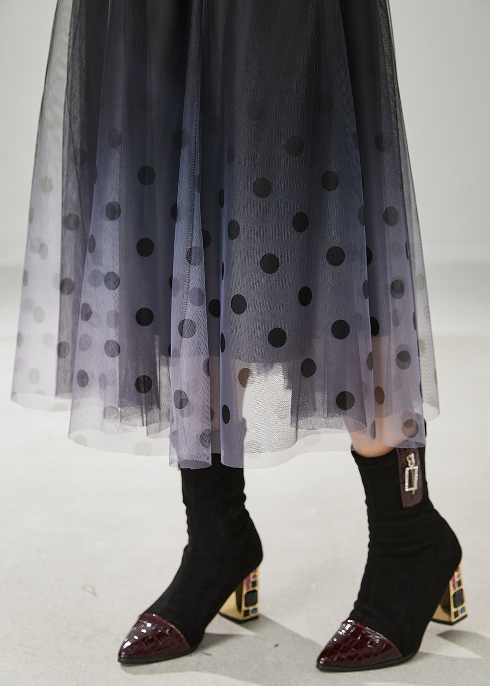 Fitted Black Gradient Color Tulle a Line Skirts Summer