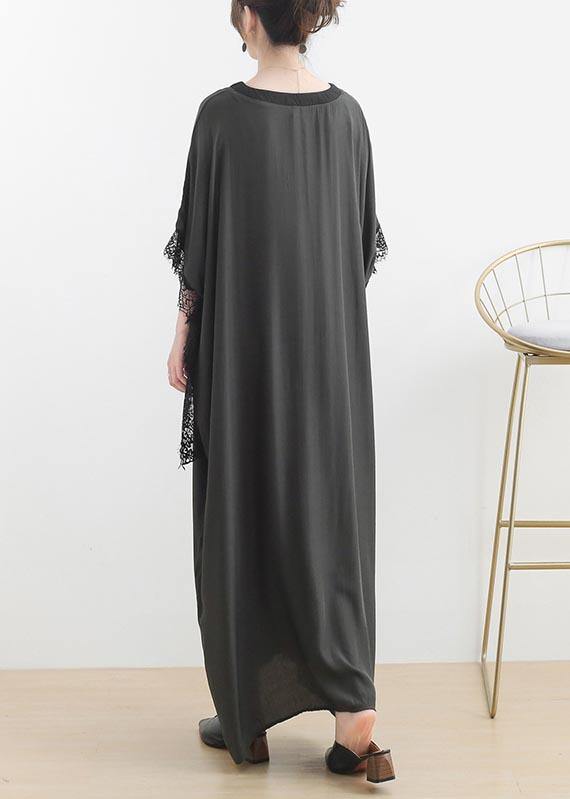 Fitted Grey Green V Neck Batwing Sleeve Vacation Dresses Summer Chiffon Dress